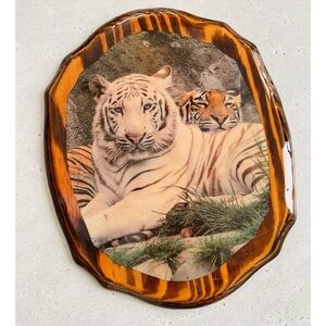 Vintage Bengal Tiger Wooden Wood Lacquered Plaque Wall
Hanging Retro Decor
